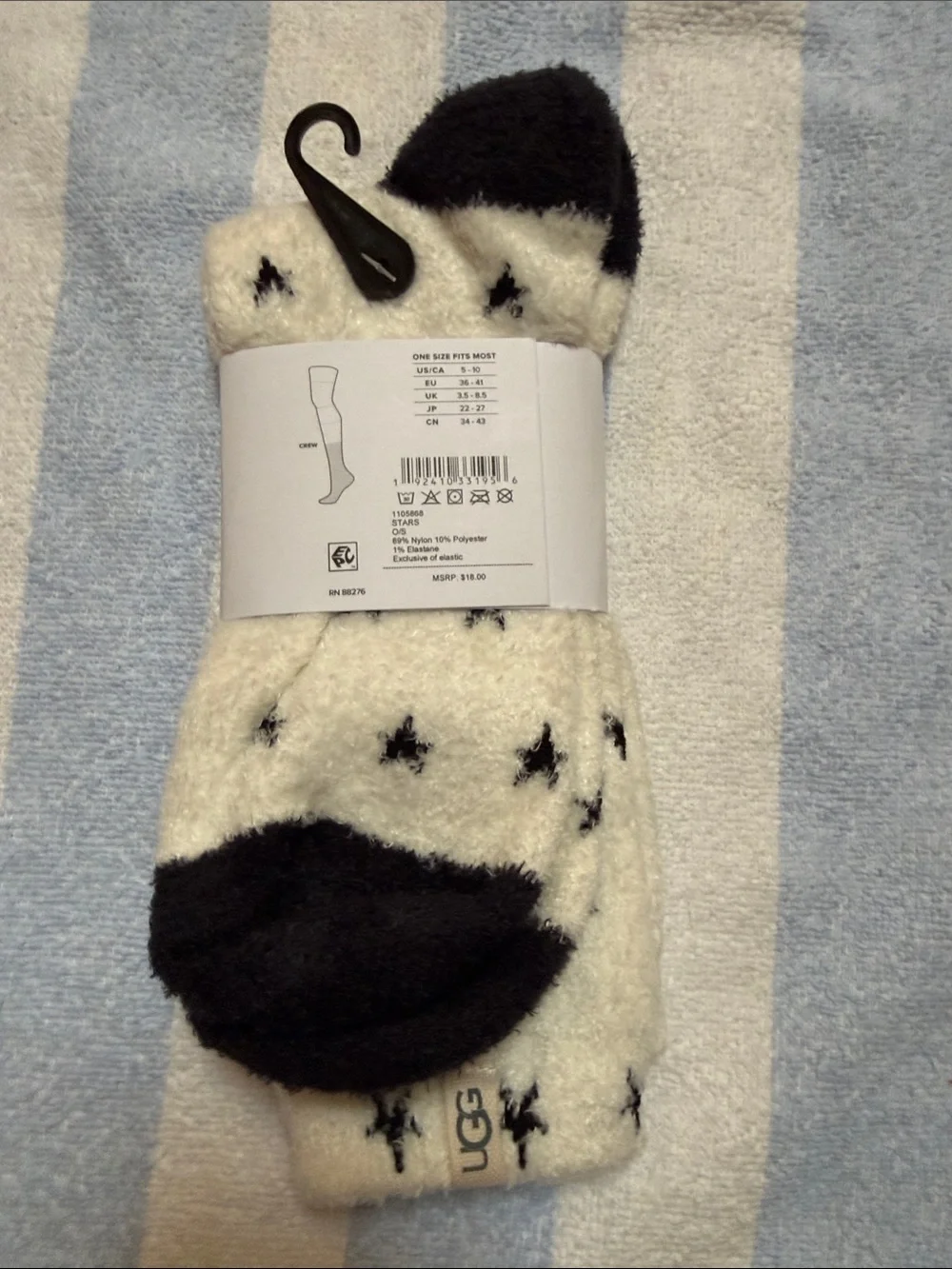 UGG Cream & Black Fuzzy Women's Casual Socks